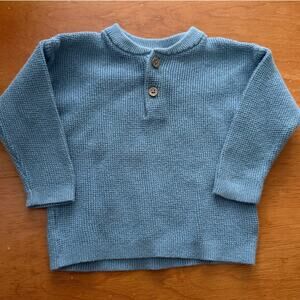H&M 9 Months Baby Boy Long Sleeve Thermal Waffle Knit Henley Button T Shirt Top